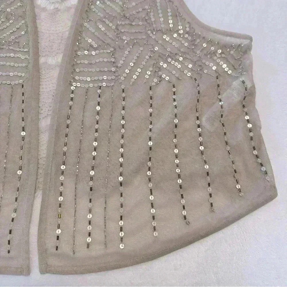 Chico’s Women Beaded Embroidery Lace Open Tan Beige Neutral Vest Plus Size XL 16 - Picture 7 of 11